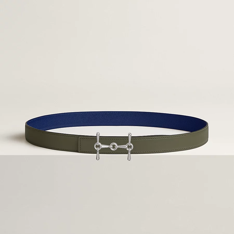 H Equestre belt buckle & Reversible leather strap 24 mm - Image 1